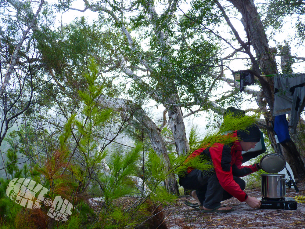 Preparing breakfast on the first morning of my solo canoe trip. Click here to watch the video.